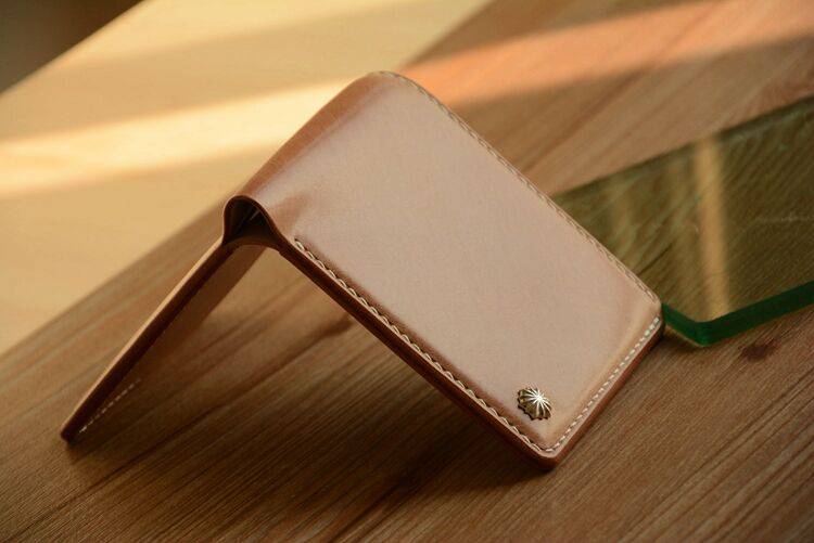 Handmade Japanese Shinki Hikaku Shell Cordovan Leather Wallet Original Beige