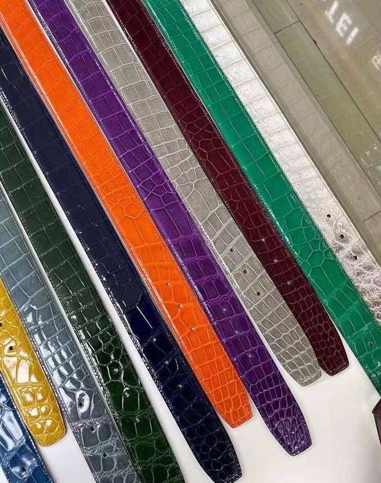 High Shiny Nile Crocodile Skin Leather Belt