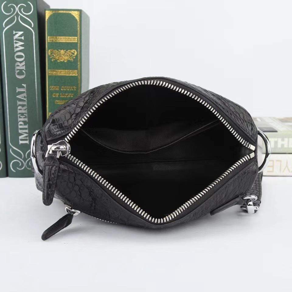 Mens Black Crocodile Leather Handy Clutch Bag