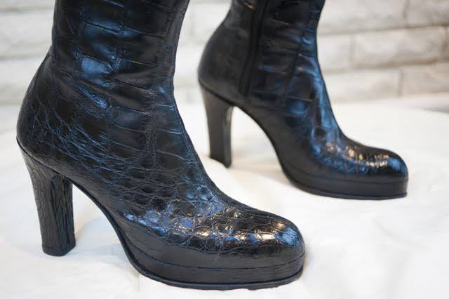 Preorder Crocodile Belly Leather Long Boots