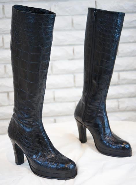 Preorder Crocodile Belly Leather Long Boots