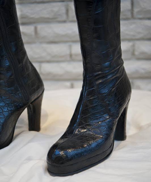 Preorder Crocodile Belly Leather Long Boots