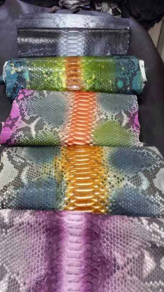 Exotic skin leather Python Skin Leather Colorway accessory, showcasing textured reptile pattern in natural tones.