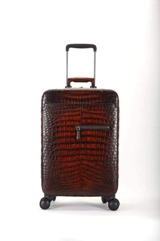 Retro Crocodile Leather Trolley/Roll Aboard Suitcase Weekend/Travel Bag Trolley Case Universal Wheels Box Suitcase Pull Case