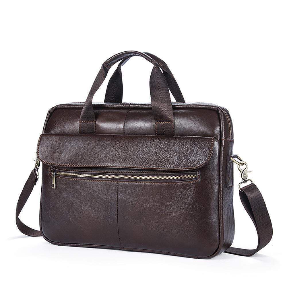 Rossie Viren Pebbled Leather Soft Business Briefcase For Men