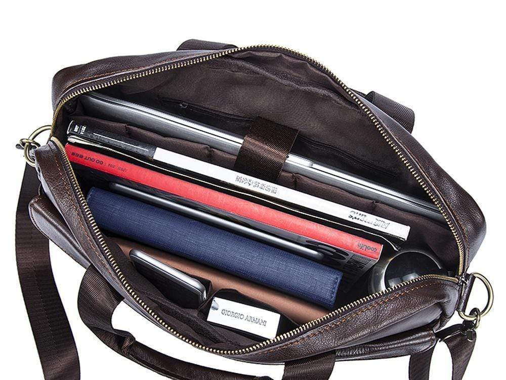Rossie Viren Pebbled Leather Soft Business Briefcase For Men