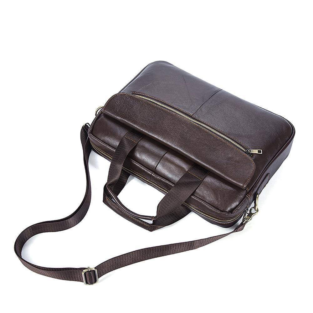 Rossie Viren Pebbled Leather Soft Business Briefcase For Men