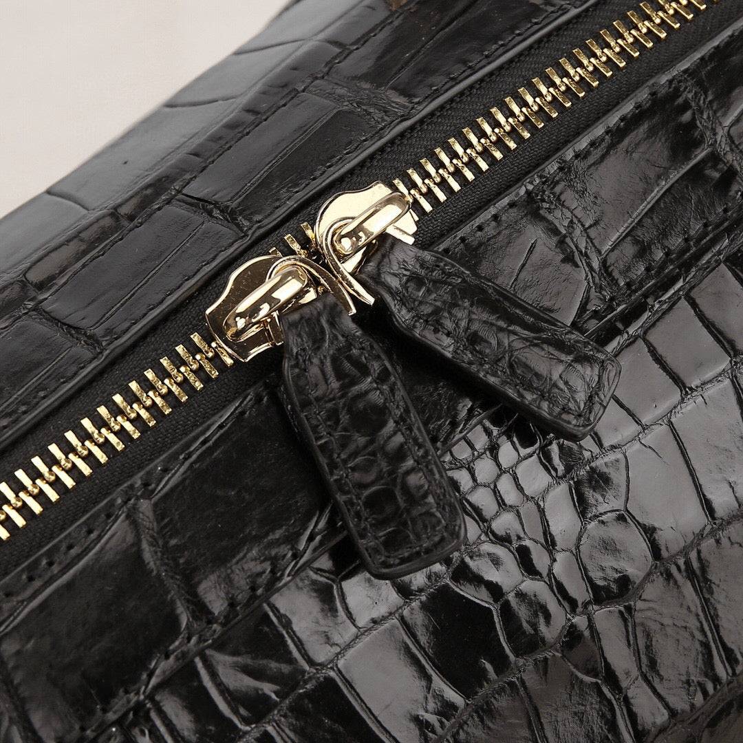 Unisex Classic Genuine Crocodile Belly Leather Travel Duffle Outdoor Leisure Large Capacity Simple Style Bag