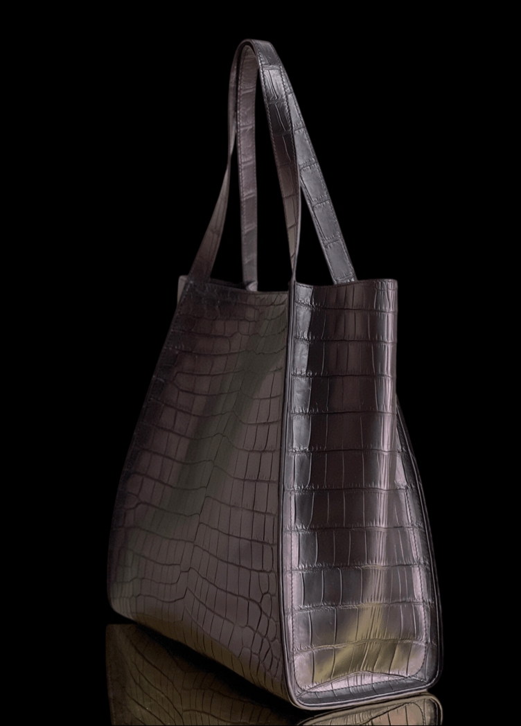 Unisex Crocodile Belly Leather Large Hobo Shopper Bags