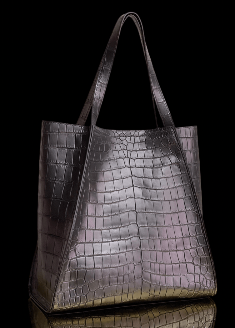 Unisex Crocodile Belly Leather Large Hobo Shopper Bags
