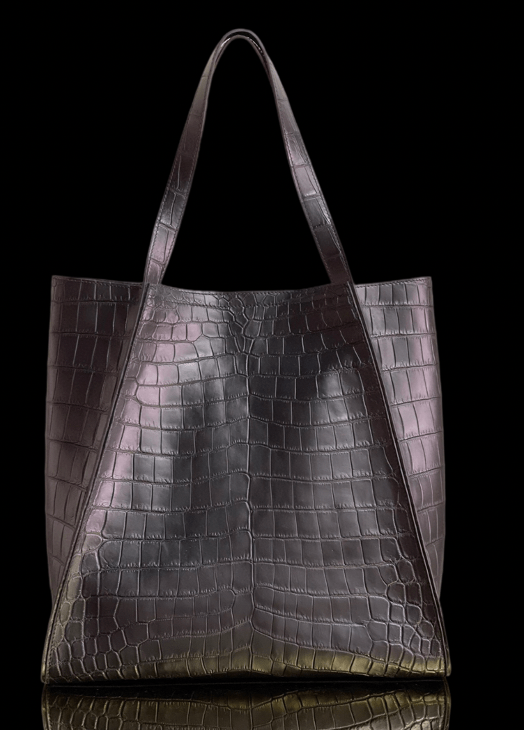 Unisex Crocodile Belly Leather Large Hobo Shopper Bags