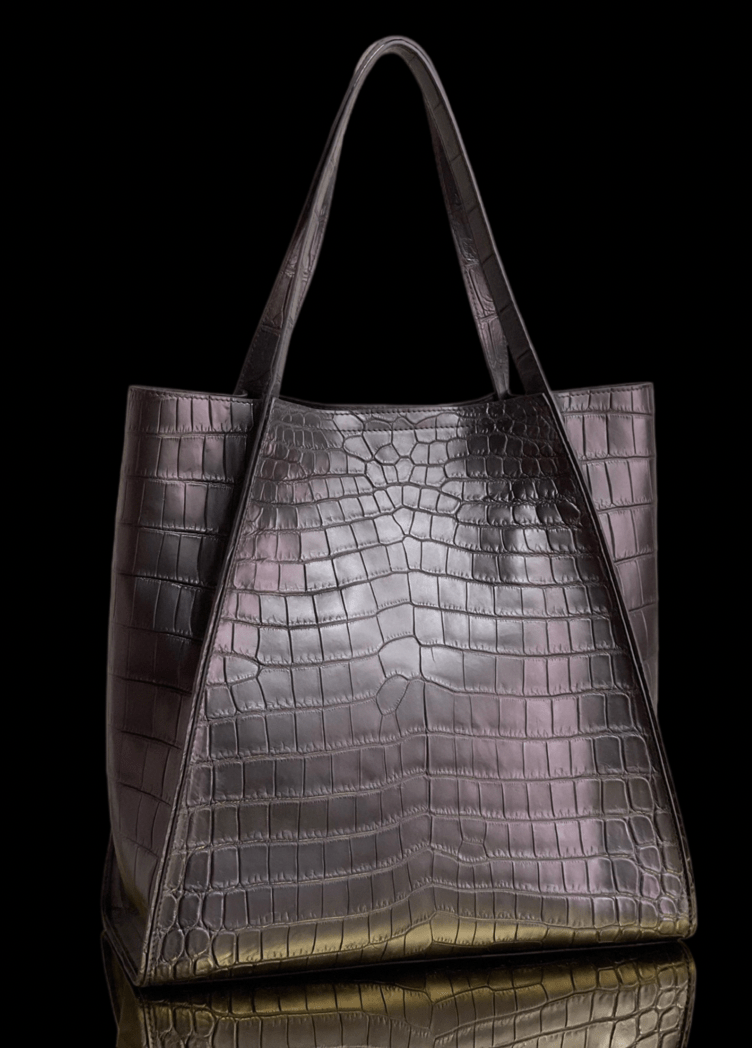 Unisex Crocodile Belly Leather Large Hobo Shopper Bags