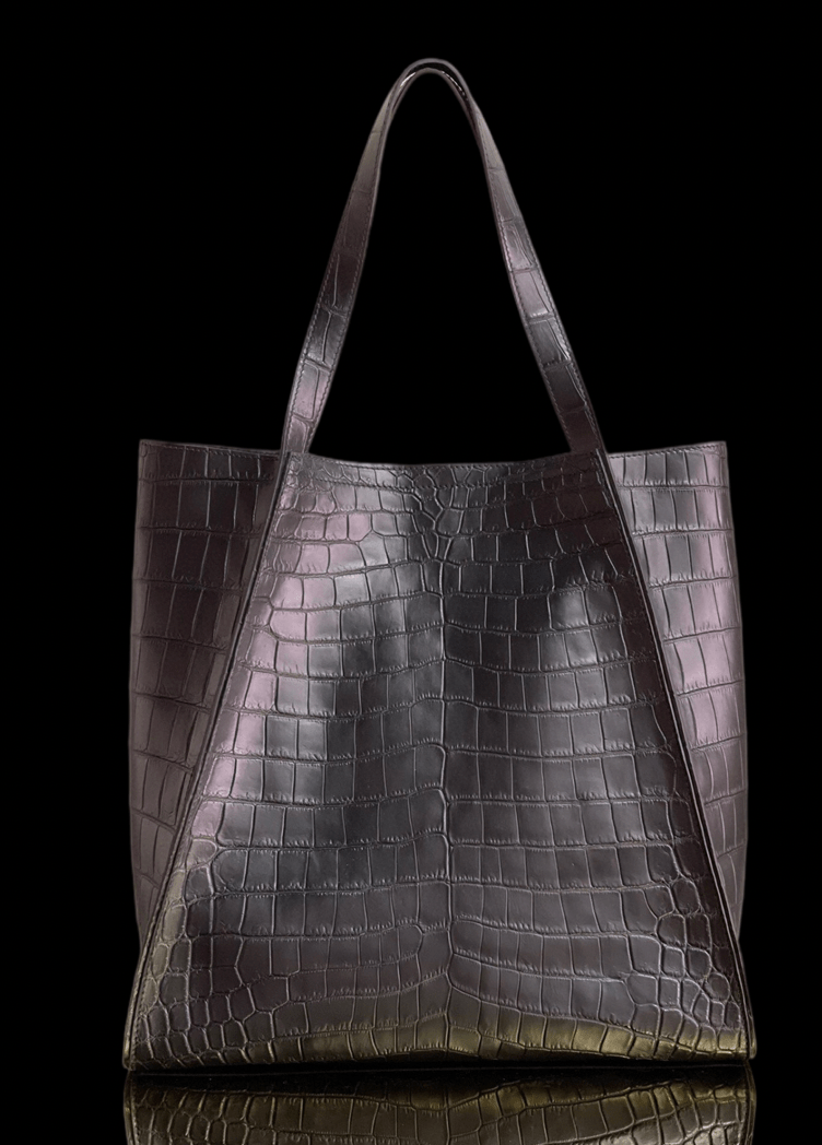 Unisex Crocodile Belly Leather Large Hobo Shopper Bags