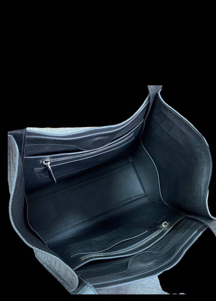 Unisex Crocodile Belly Leather Large Hobo Shopper Bags