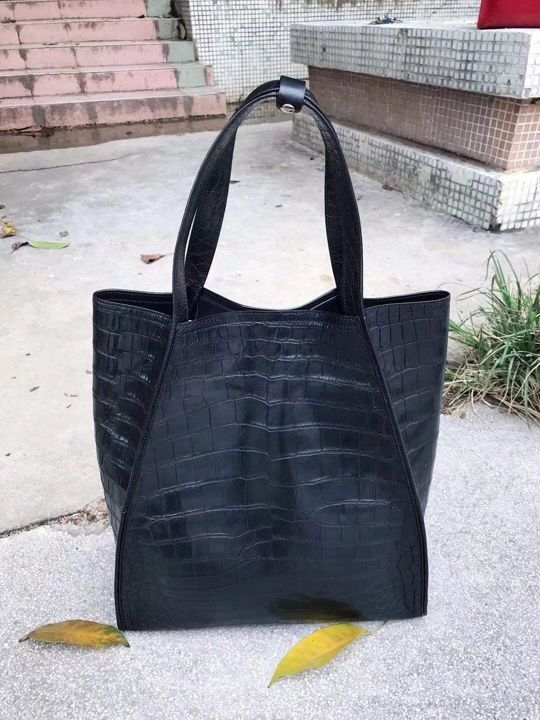 Unisex Crocodile Belly Leather Small Hobo Bags