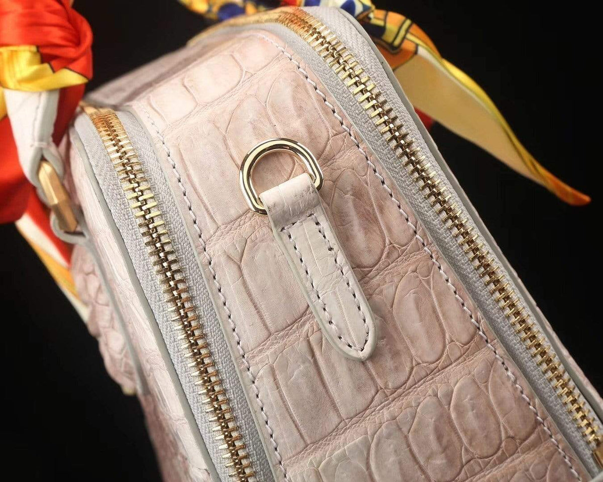 Women's Genuine Crocodile Bone Leather Shoulder Satchel Bag