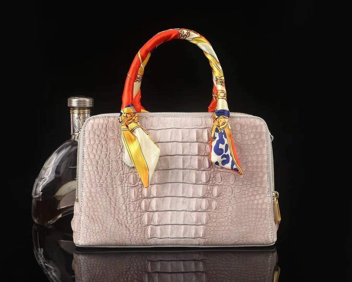 Women's Genuine Crocodile Bone Leather Shoulder Satchel Bag