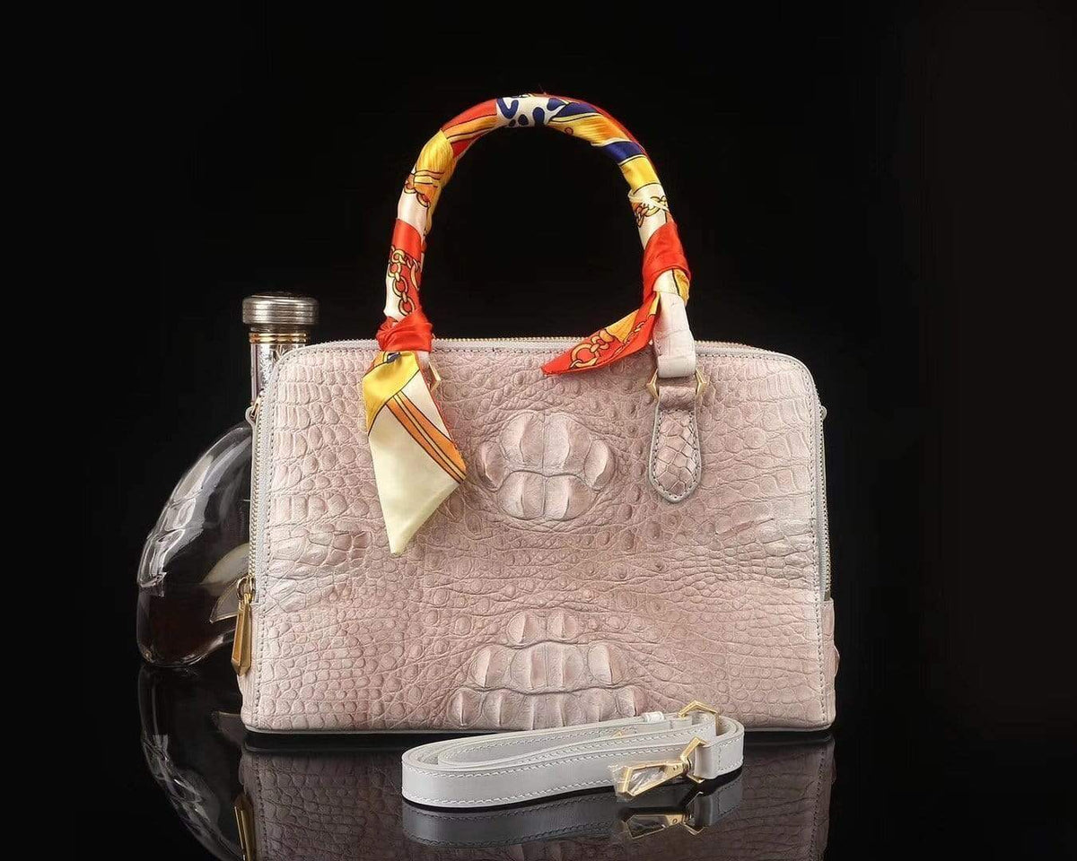 Women's Genuine Crocodile Bone Leather Shoulder Satchel Bag