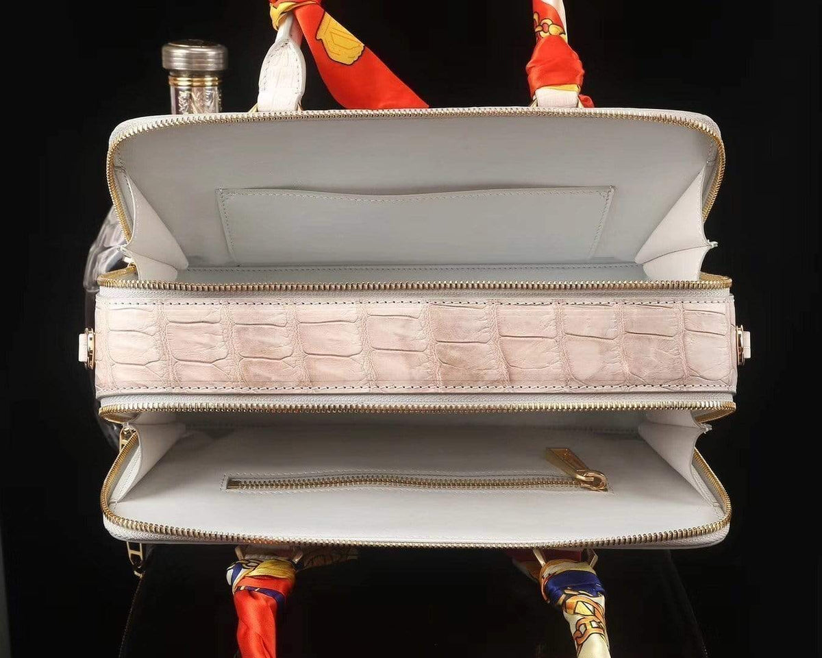 Women's Genuine Crocodile Bone Leather Shoulder Satchel Bag