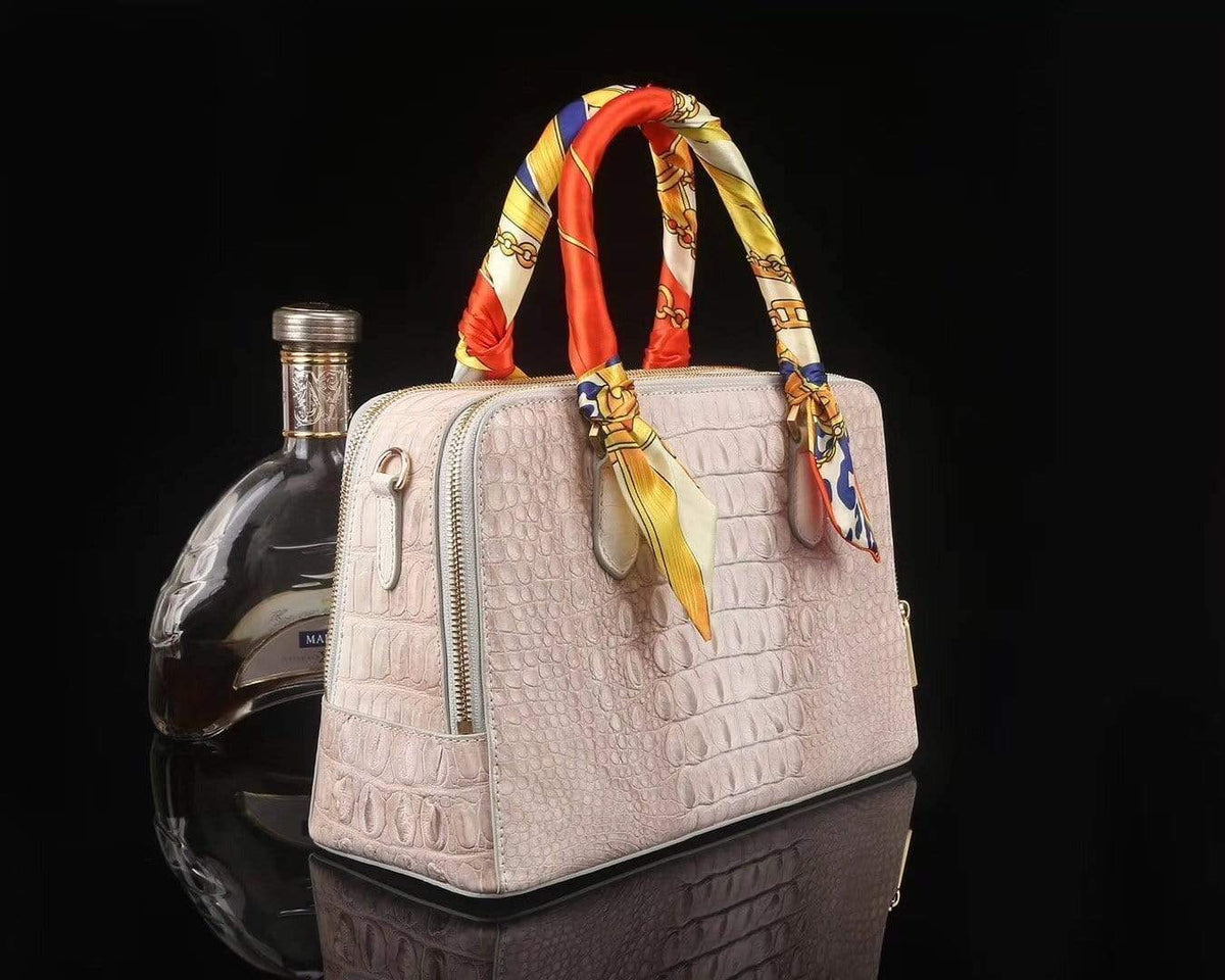 Women's Genuine Crocodile Bone Leather Shoulder Satchel Bag
