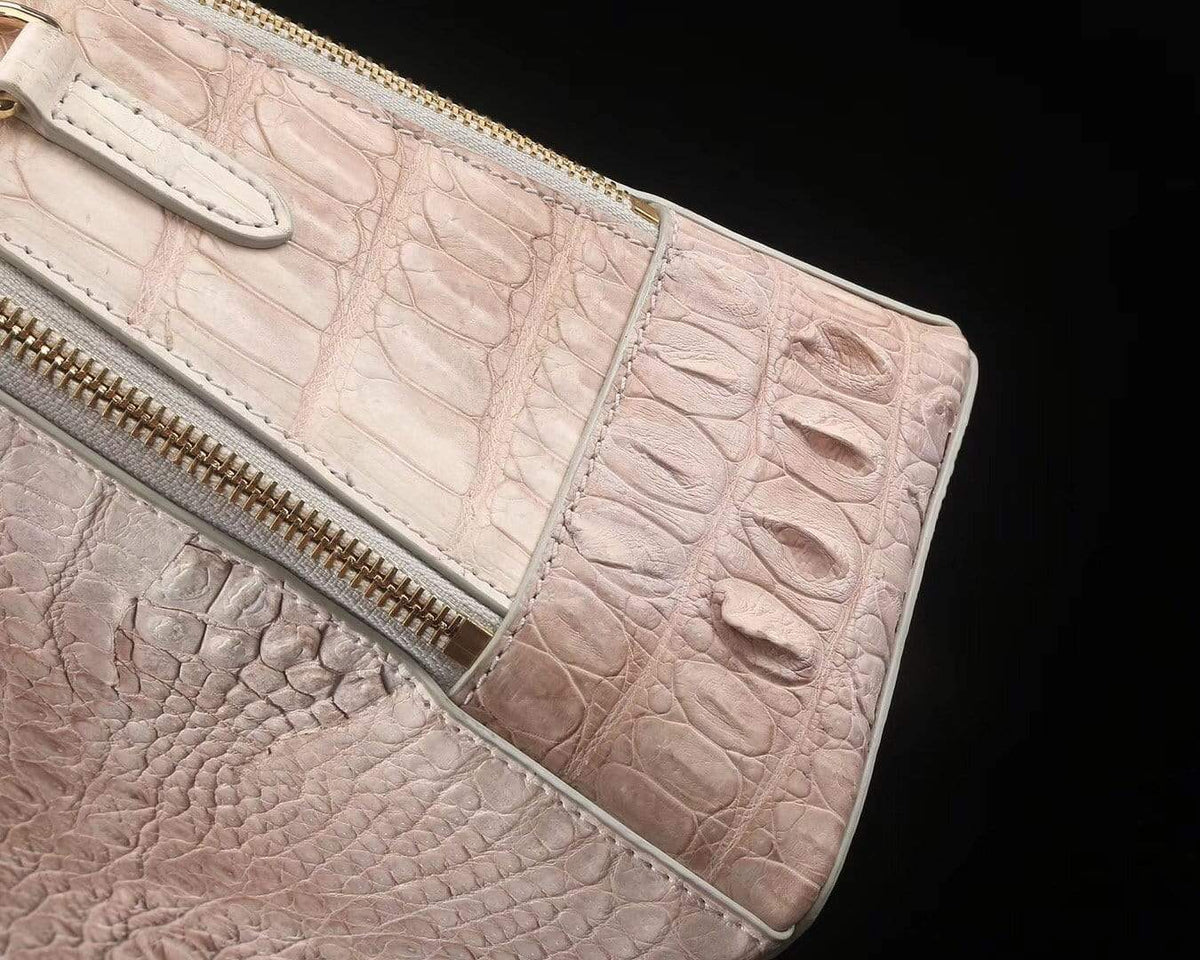Women's Genuine Crocodile Bone Leather Shoulder Satchel Bag