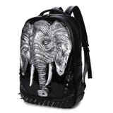 3D Animal Backpack Elephant Backpack For Collage Punk Studded Knapsacks Zoo Animal Bag For Children School For Boys Girls