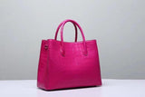 Genuine Crocodile Belly Leather Top Handle Bags For Women Peach