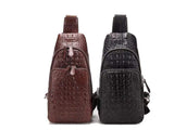 Genuine Crocodile Leather  Chest Bag,Men Crossbody Sling Backpack Outdoor Shoulder Travel One Shoulder Daypack