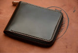 Handmade US Horween Shell Cordovan Leather Short Wallet Zip Wallets