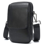 Leather Messenger  Cross body Shoulder Bags Black Waist Belt Handbags