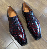 Men's Crocodile Leather Brushed Business Dress  Lace Up Shoes