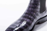Mens  Vintage Grey Crocodile Leather Ankle Dress Chelsea Boots