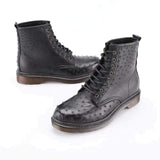 Ostrich Leather Classic Unisex 8-Eye Boots