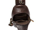 Rossie Viren Men Genuine Leather Business Casual Chest Bags Sling Shoulder Crossbody Bag
