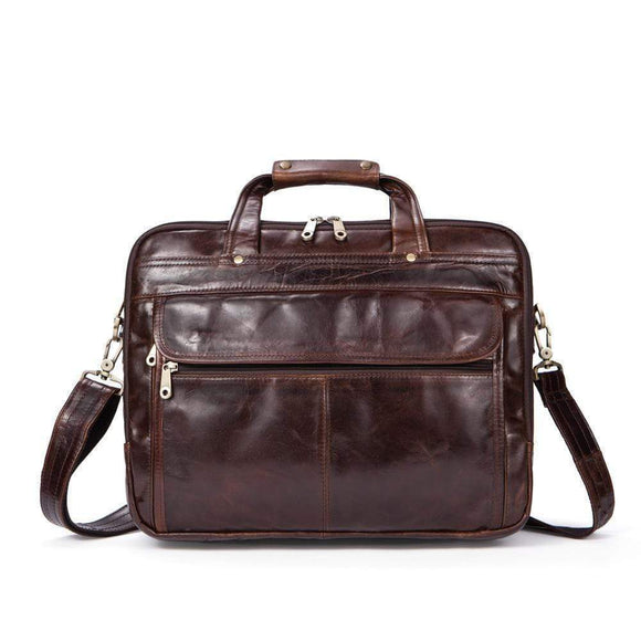 Rossie Viren  Men's Vintage Cowhide Leather Luggage Slim Briefcase