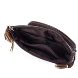 Rossie Viren Vintage Leather Deluxe Vertical Messenger Shoulder Bag