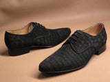 Sanded Crocodile Leather Lace Up Shoes