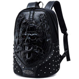 Studded Backpack Halloween 3D Elf With Sword Faux Leather Rivets Studded Travelling Computer Bags