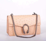 Women's Ostrich Leather Chain Shoulder Bag